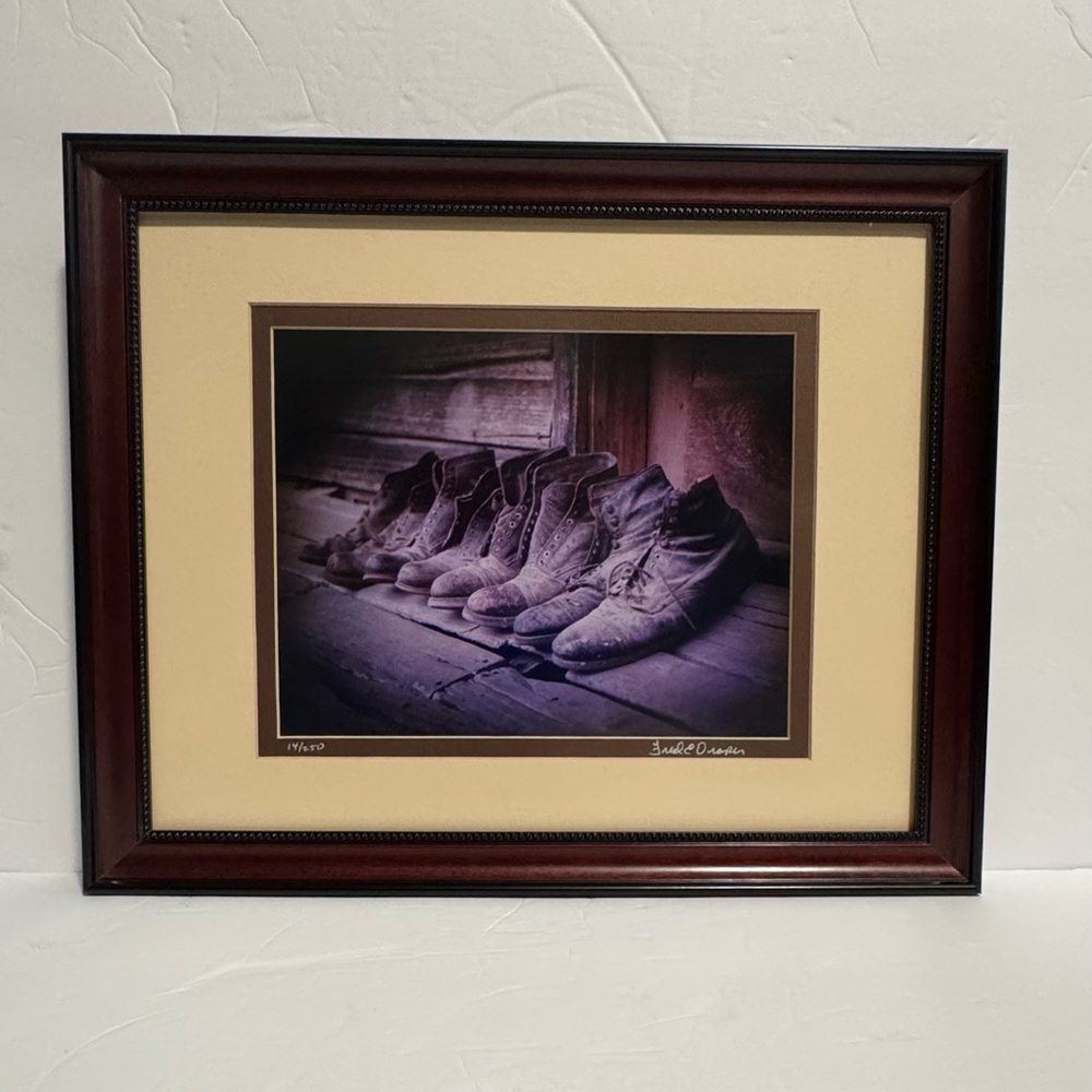 Fred E Draper Photograph of Old Shoes Signed Numbered and Framed